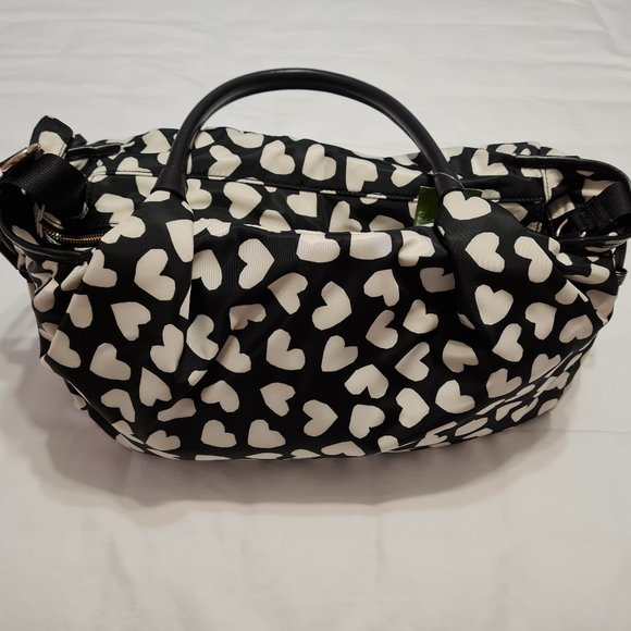 Kate Spade Stevie Baby Bag Black & White/Cream Hearts Renny Drive - Picture 3 of 11